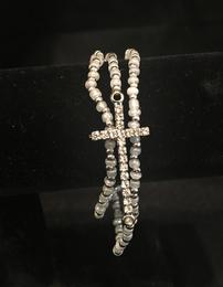 Silver and white bead triple bracelet- Quantity 2 //260